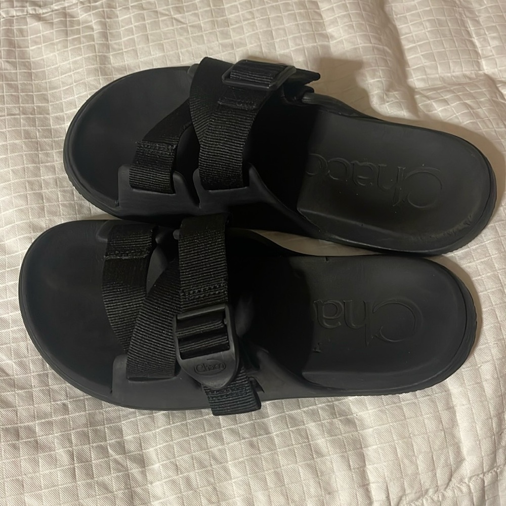 Black Chaco slides. Size 6.